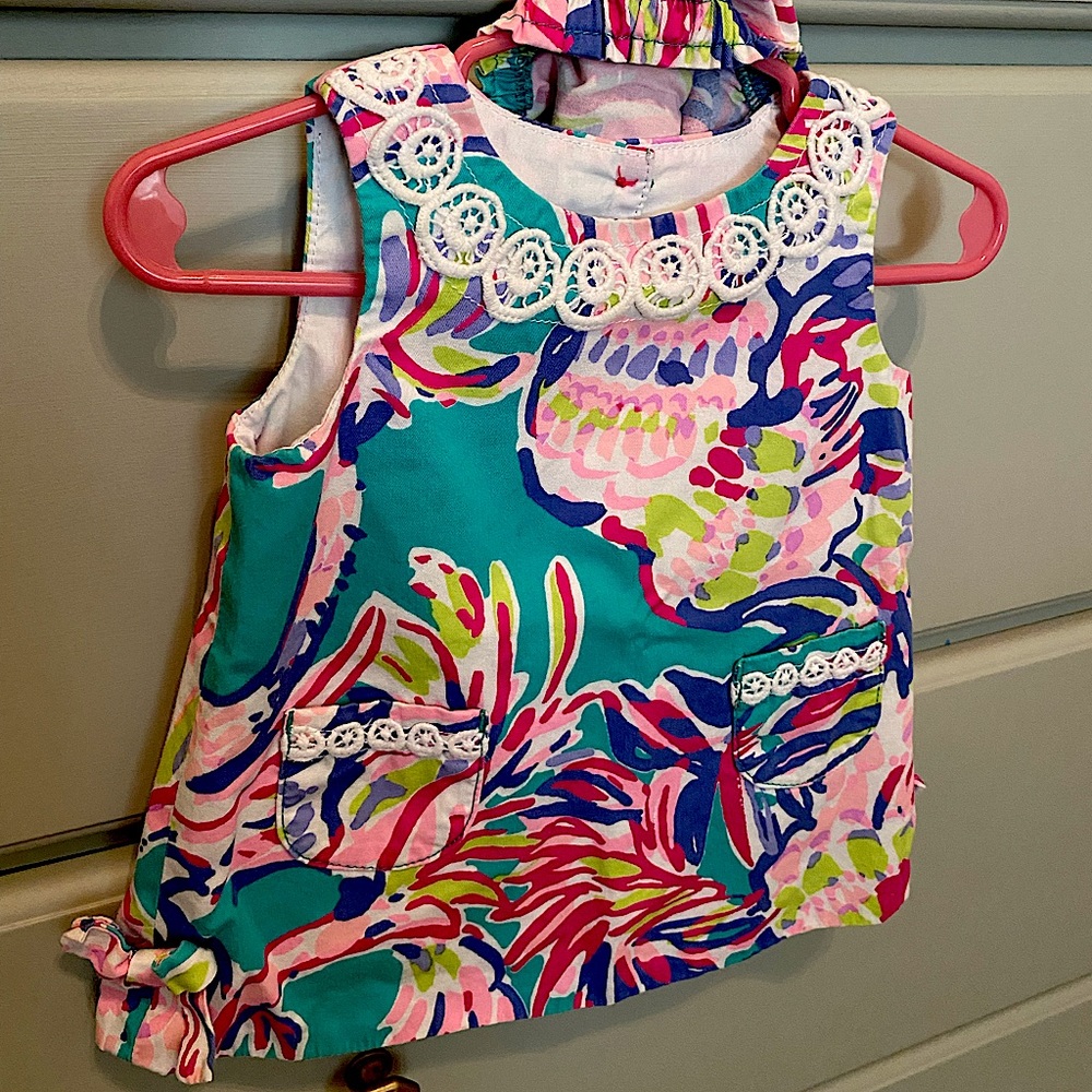 Lilly Pulitzer Girls Multicolor Floral Teal Pink Dress